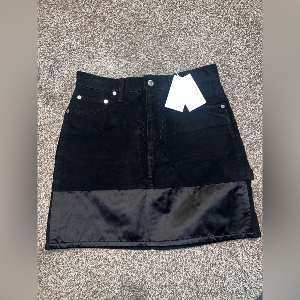 HELMUT LANG Black Femme Utility Moleskin Tuxedo Mini Skirt size 27 NWT - Picture 8 of 15
